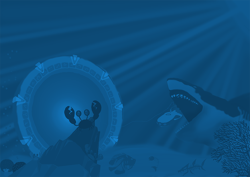 Illustration porte des étoiles dans un monde aquatique