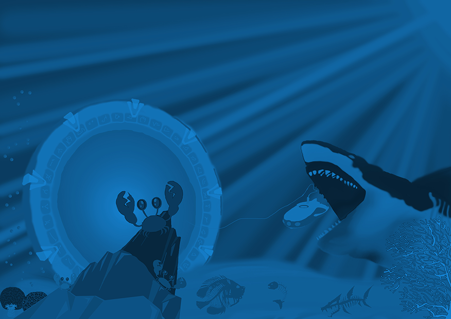 Illustration porte des étoiles dans un monde aquatique